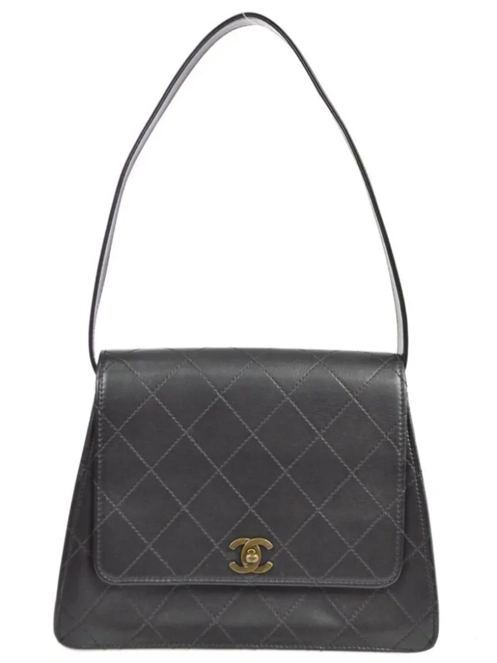 Chanel Black Calfskin Shoulder Bag - Picture 1 of 9